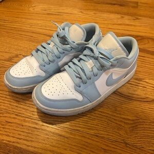 Nike Air Jordan 1 Low Light Blue and White Sneakers